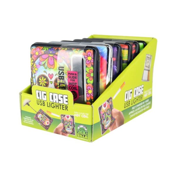 SMOKE ZILLA USB LIGHTER CIG CASE 6CT DISPLAY