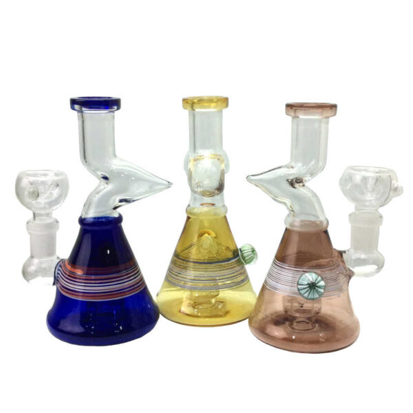 6 INCH ASSORTED COLORS CT ZONG WITH BUTTON BEAKER WATER PIPE