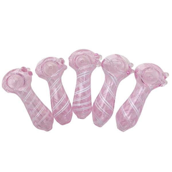3 INCH SWIRL PINK w NUBS HAND PIPE-Pack of 5