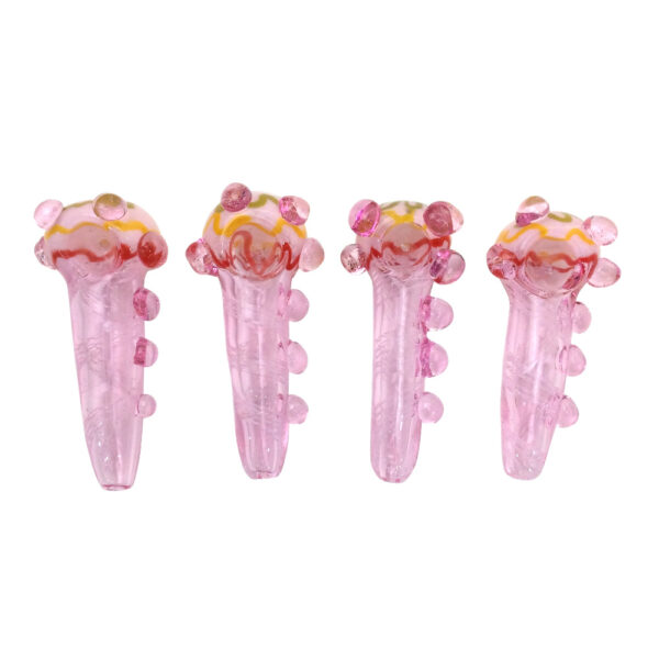 4 INCH LOTSA KNOBS PINK HAND PIPES-Pack of 4