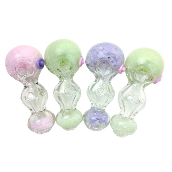 3.5 INCH FRIT DUST THREE BUBBLES HAND PIPES-Pack of 4