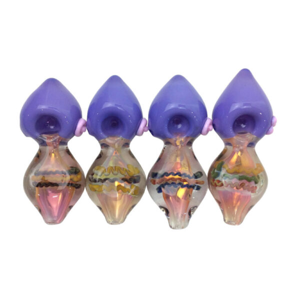 5 INCH TEAR DROP RASTA STRIPED FUMED SLIME HAND PIPES-Pack of 4
