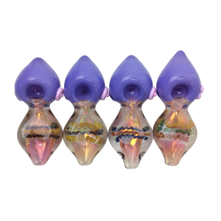 5 INCH TEAR DROP RASTA STRIPED FUMED SLIME HAND PIPES-Pack of 4