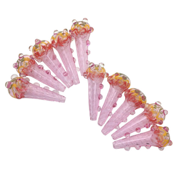 3.5 INCH PINK RASTA HEAD FLOWER HAND PIPES-Pack of 10