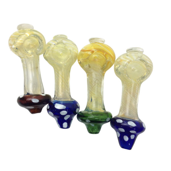 4 INCH MUSHROOM TOP FUMED HAND PIPES-Pack of 4