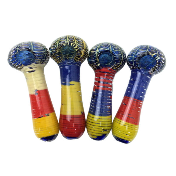 4.5 INCH DOUBLE GLASS WEBBED HEAD HAND PIPES-Pack of 4