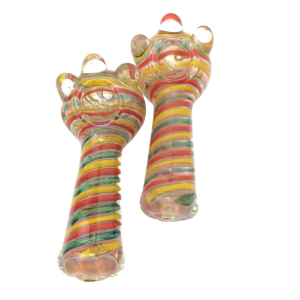 4.5 INCH FUMED RASTA COLORS FRIT SWIRL HAND PIPE-Pack of 4
