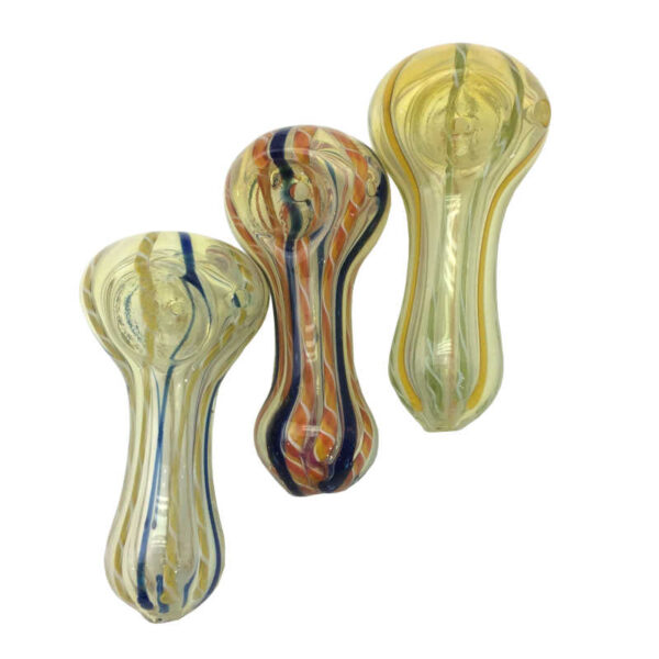 2.5 INCH SOLID AND ROPE FRIT LINES THICK GLASS HAND PIPE-Pack of 10