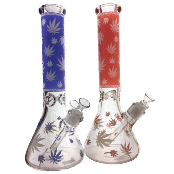 13 INCH 5MM GLOW IN THE DARK LEAF WATER PIPE