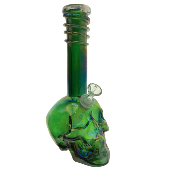 SOFT GLASS 10 INCH UV SKULL WATER PIPE SK10