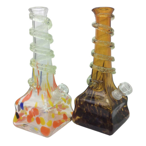 SOFT GLASS 12 INCH SPIRAL UV NICK SQUARE BASE WATER PIPE