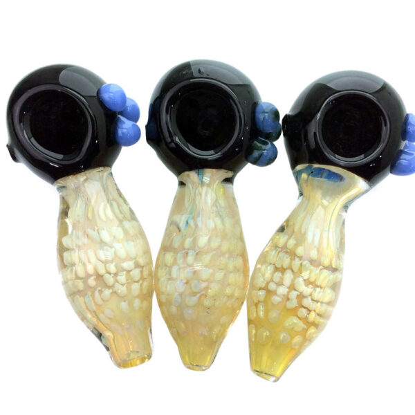 5 INCH FUMED AND FEATHERED FRIT DESIGN HAND PIPES - 4 PACK