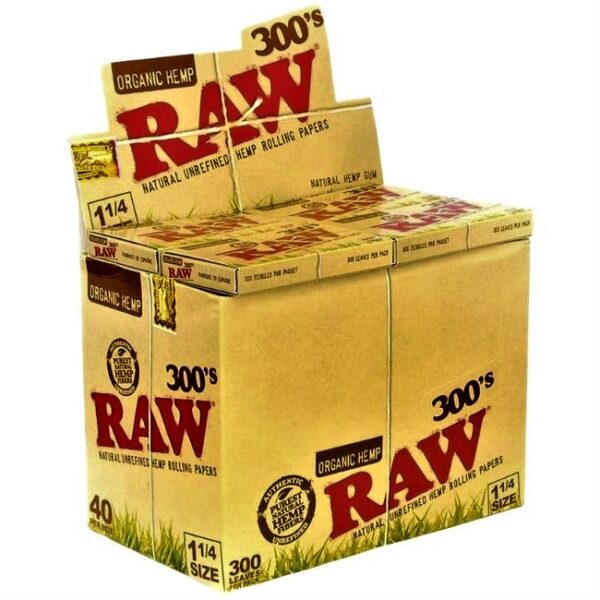 RAW 300'S 1 1/4 PAPER 40PER BOX 300 LEAVES PER PACK