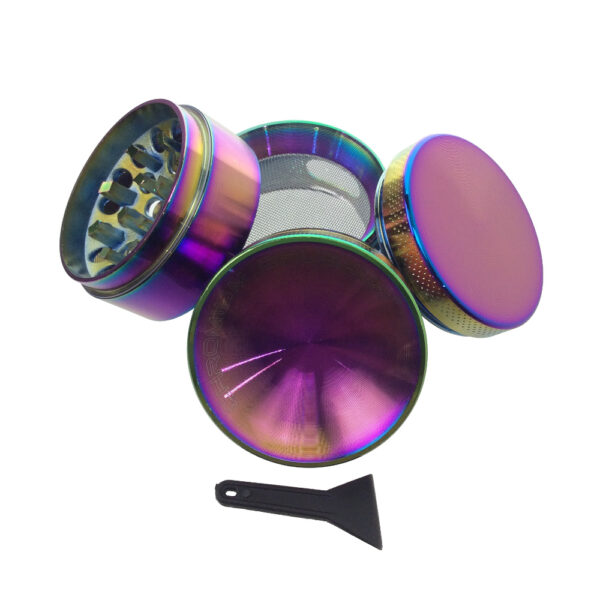 CHROMIUM CRUSHER 40MM 4 PART GRINDER RAINBOW WITH SEE THROUGH WINDOW