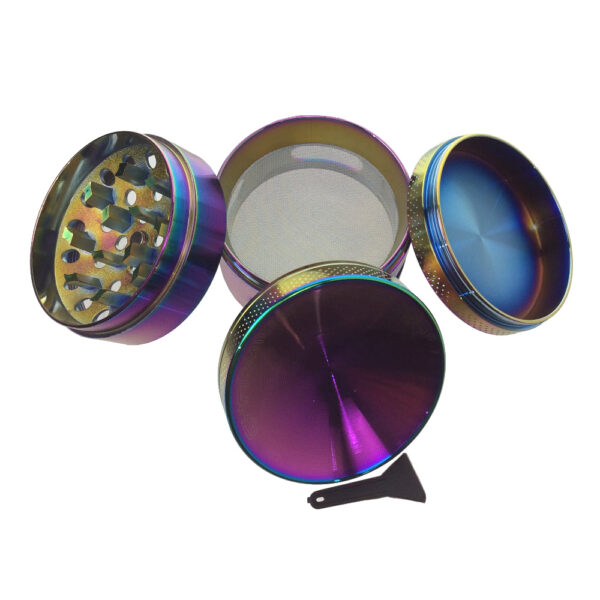 CHROMIUM CRUSHER 55MM 4 PART GRINDER RAINBOW WITH SEE THROUGH WINDOW