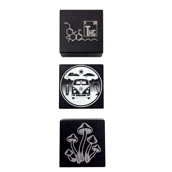 60MM TAHOE GRINDER 2 PART SQUARE ASSORTED DESIGNS EACH