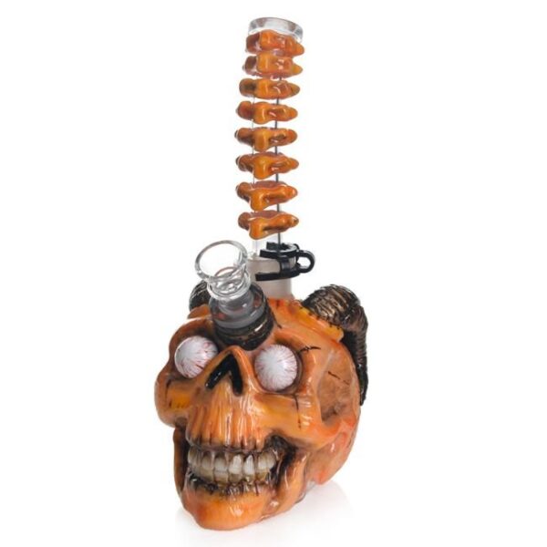 PHOENIX GLASS 10'' FANCY SKULL WATER PIPE