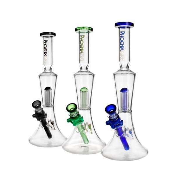 PHOENIX GLASS 14'' THREE ARMS PERC BEAKER WATER PIPE