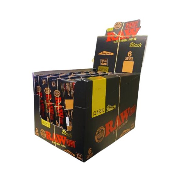 RAW BLACK CLASSIC TRIANGLE SCOOP PACK CONE 1 1/4 6PK 30CT/ BOX