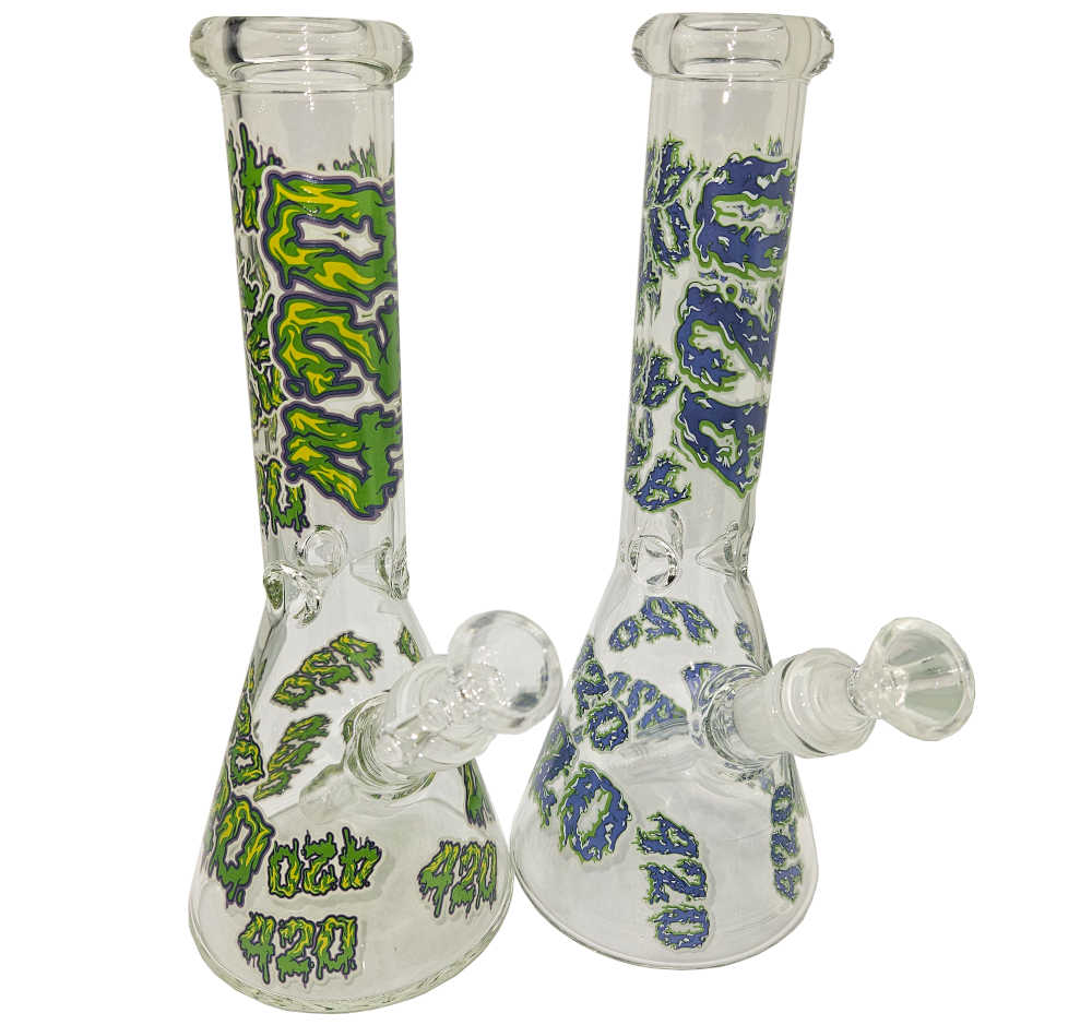 10 INCH 4MM GID ASSORTED 420 BEAKER WATER PIPE