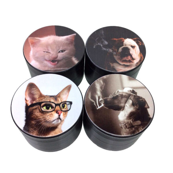 60MM ZINC ASSORTED CATS AND DOGS 4 PART GRINDER EACH