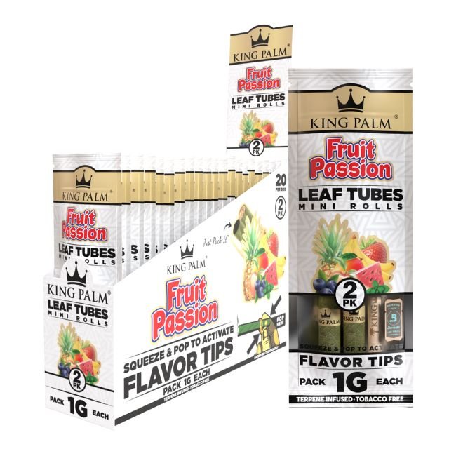 KING PALM 2PK TERPENE INFUSED LEAF TUBES MINI ROLLS 20PK / BOX NEW PACKING