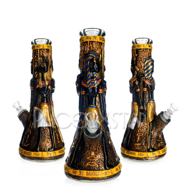 13 INCH 3D 7MM GODS OF THE PHARAOHS BEAKER WATER PIPE