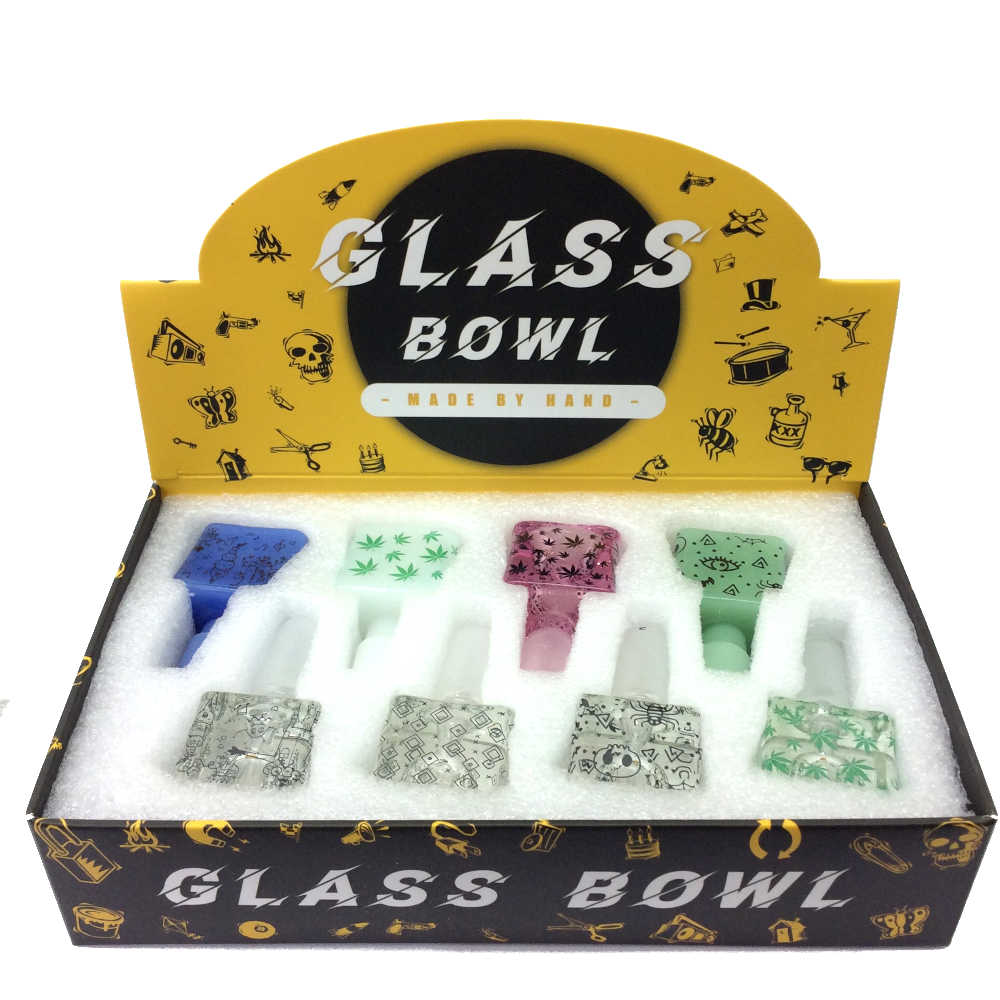 14MM ASSORTED COLORS AND GRAPHIX SQUARE BOWL DISPLAY- Pack of 8