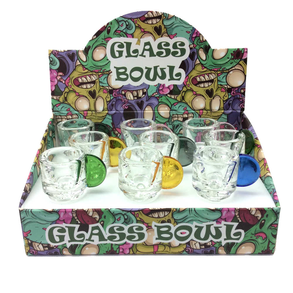 14MM ASSORTED COLORS FLAT HANDLE BOWL DISPLAY-Pack of 9