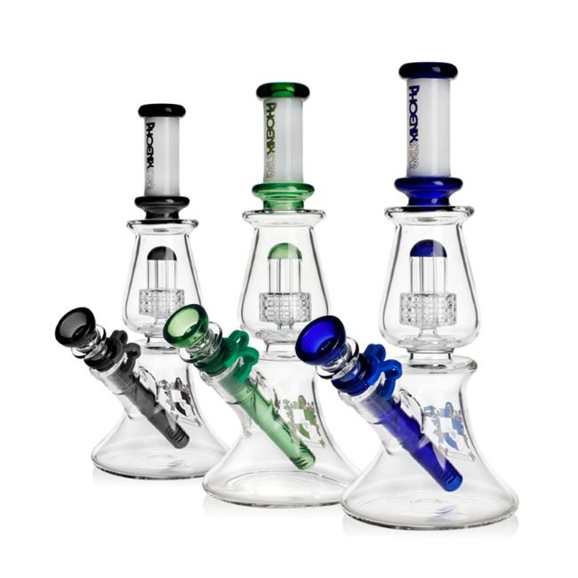 10.5''PHOENIX GLASS WITH MATRIX PERC BEAKER WATER PIPE