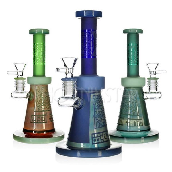 8 INCH SANDBLASTED SILVER FUMED RIG BEAKER WATER PIPE