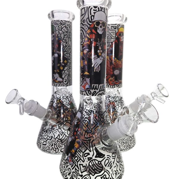 10 INCH UV GID SKELETON AND CREW BEAKER WATER PIPE SG2513