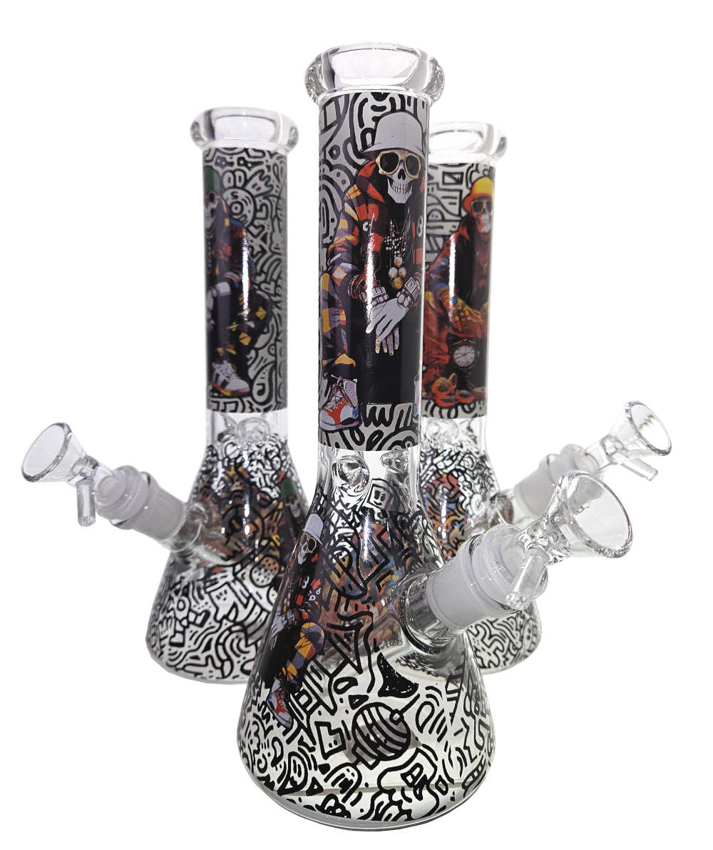 10 INCH UV GID SKELETON AND CREW BEAKER WATER PIPE SG2513