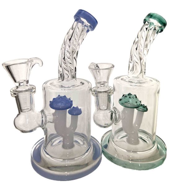 6 INCH ASSORTED COLORS MUSHROOM PERCULATOR HANGER WATER PIPE
