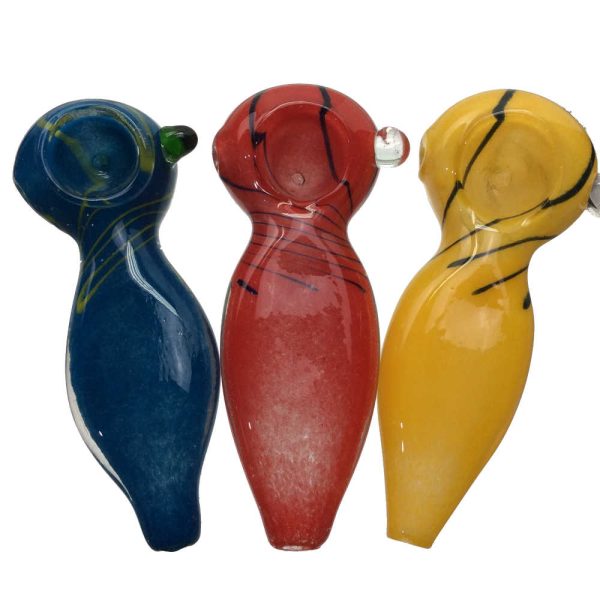 4 INCH FLAT BODY SPOON ASSORTED COLORS HAND PIPE GARB BAG-Pack of 25