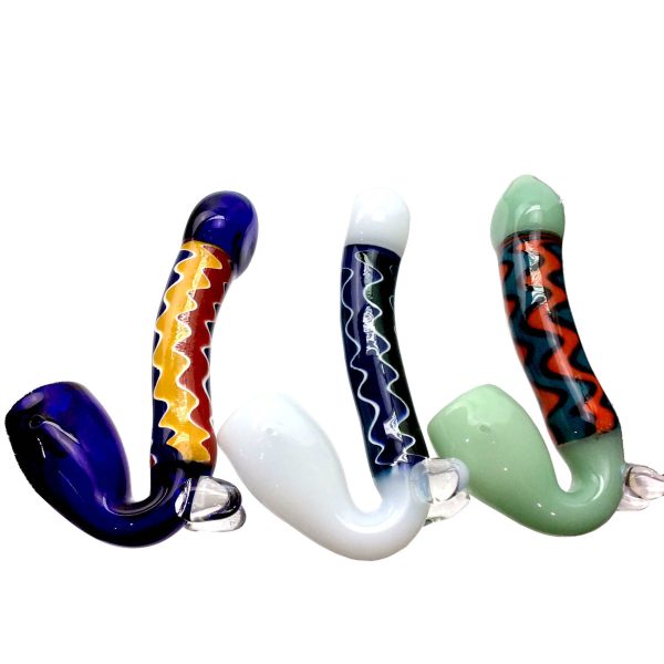4.5 INCH SHERLOCK WITH MOLINO DESIGN ASSORTED COLORS HAND PIPE-Pack of 5
