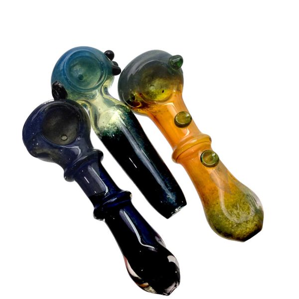 5 INCH FRIT DUST ASSORTED DESIGNS AND COLORS HAND PIPES-Pack of 5