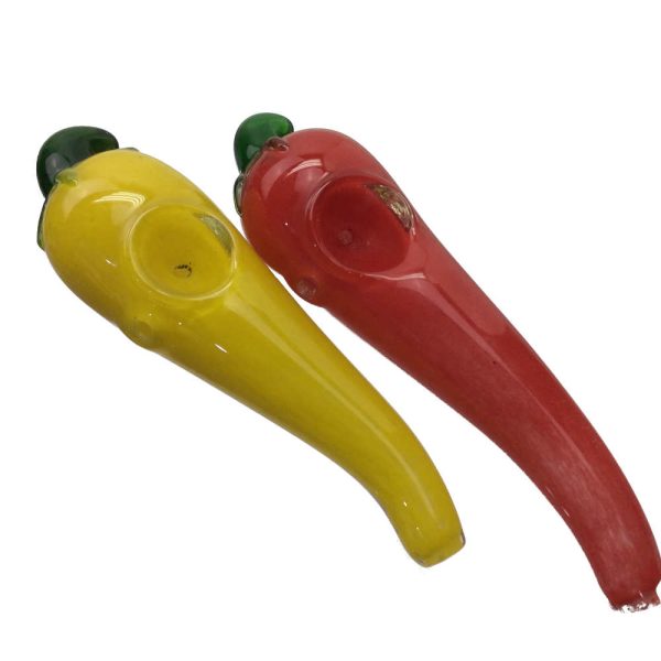 5 INCH SPICY PEPPER ASSORTED COLORS HAND PIPES-Pack of 5