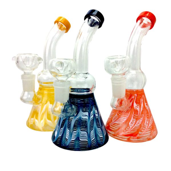 6.5 INCH CT SWIRL CURVED NICK LITTLE BEAKER WATER PIPE