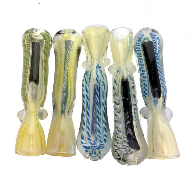 3.5 INCH FUMED FRIT ROPE WITH DICHRO CHILLUM HAND PIPE-Pack of 10