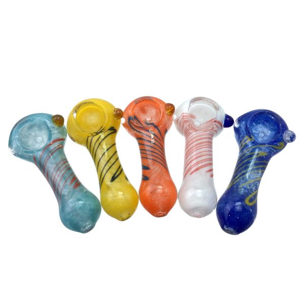 2.5 INCH FRIT DUST WITH SOLID SWIRL COLORS HAND PIPE-Pack of 10
